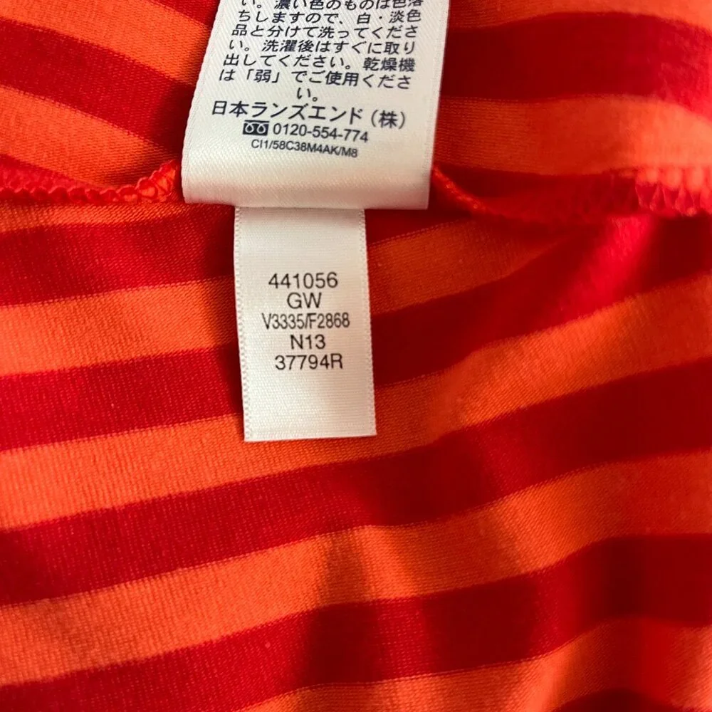 NWOT Lands' End Coral Bliss Chevron Stripe V-Neck Shirred Shoulder Dress - Picture 5 of 13